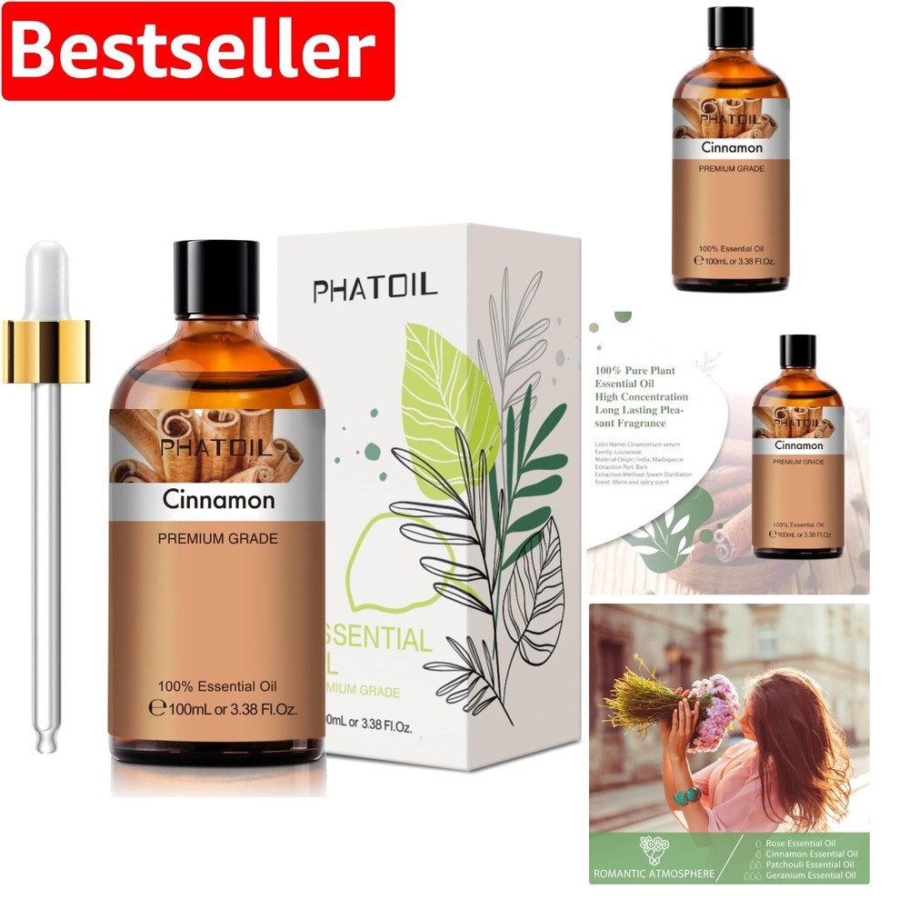 100ML Cinnamon Essential Oil with Dropper for Aromatherapy & Relaxation