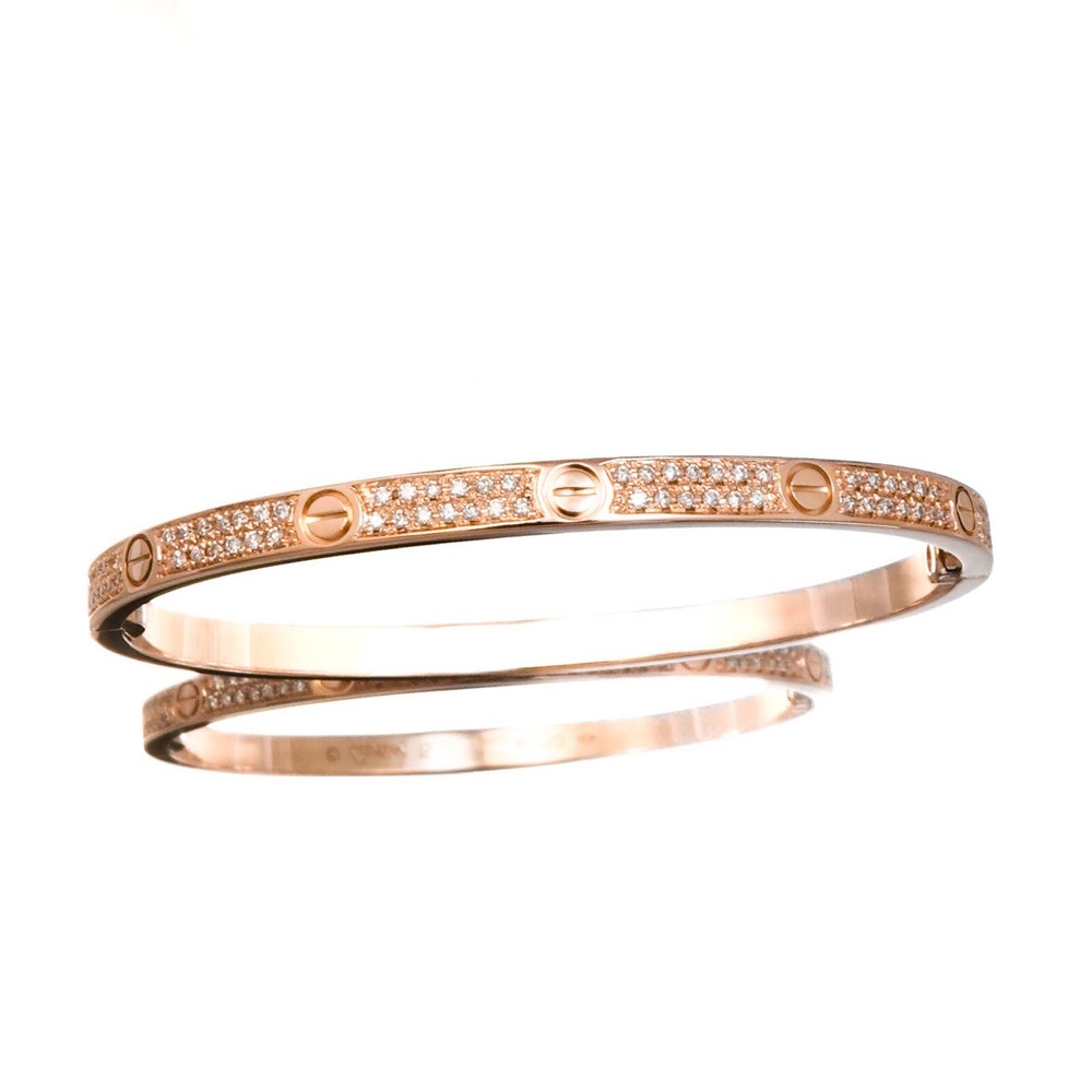 Cartier Love Bracelet Size 15 Small Model with Pink Gold and Diamonds for Women