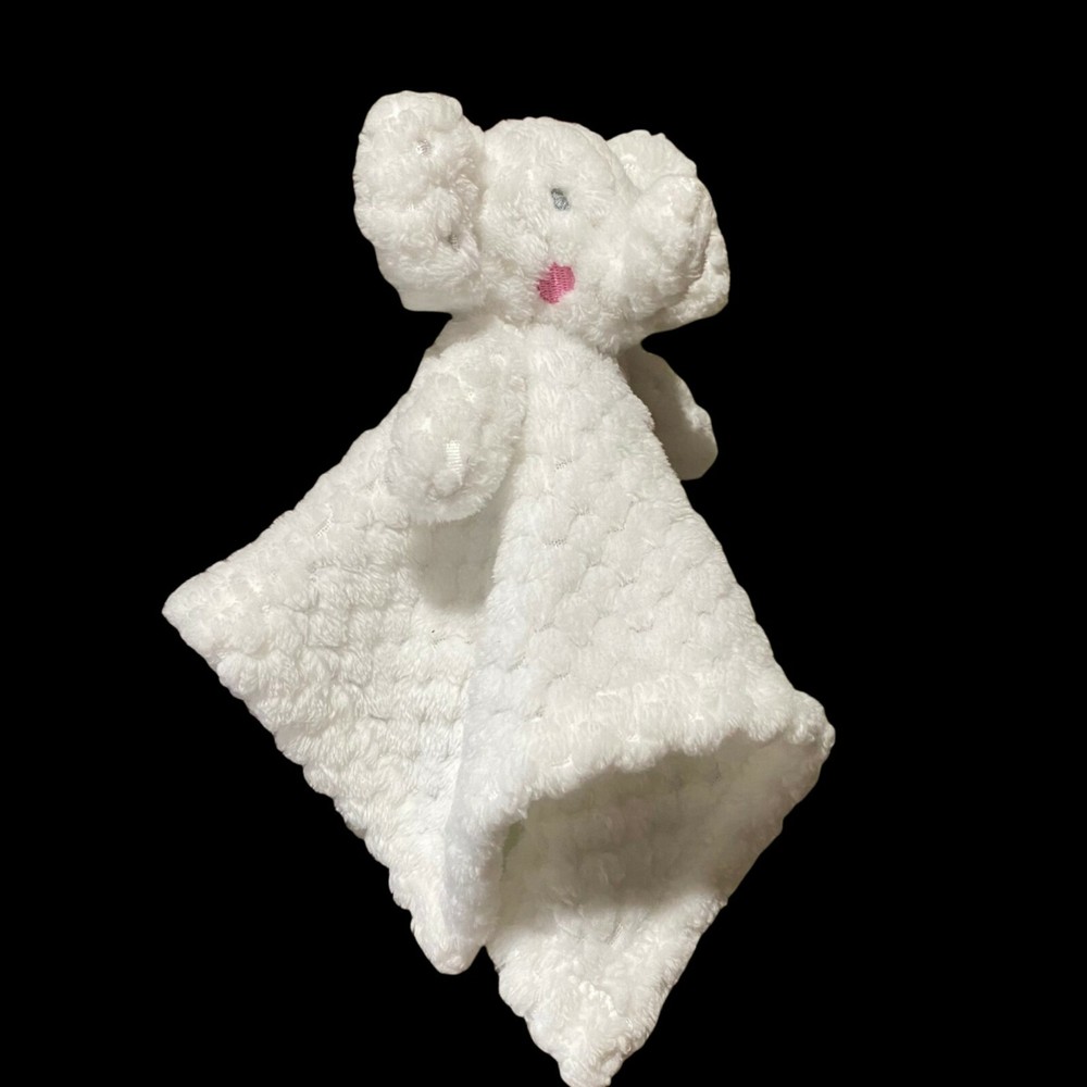 INF Inc. elephant plush lovey solid white, pink cheeks 12