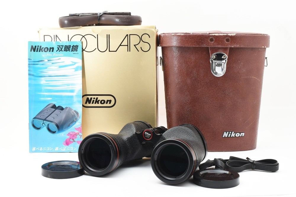 Christmas SALE Red Line Nikon Binoculars 7x50 7.3° SP w/Case Porro Prism JAPAN-image