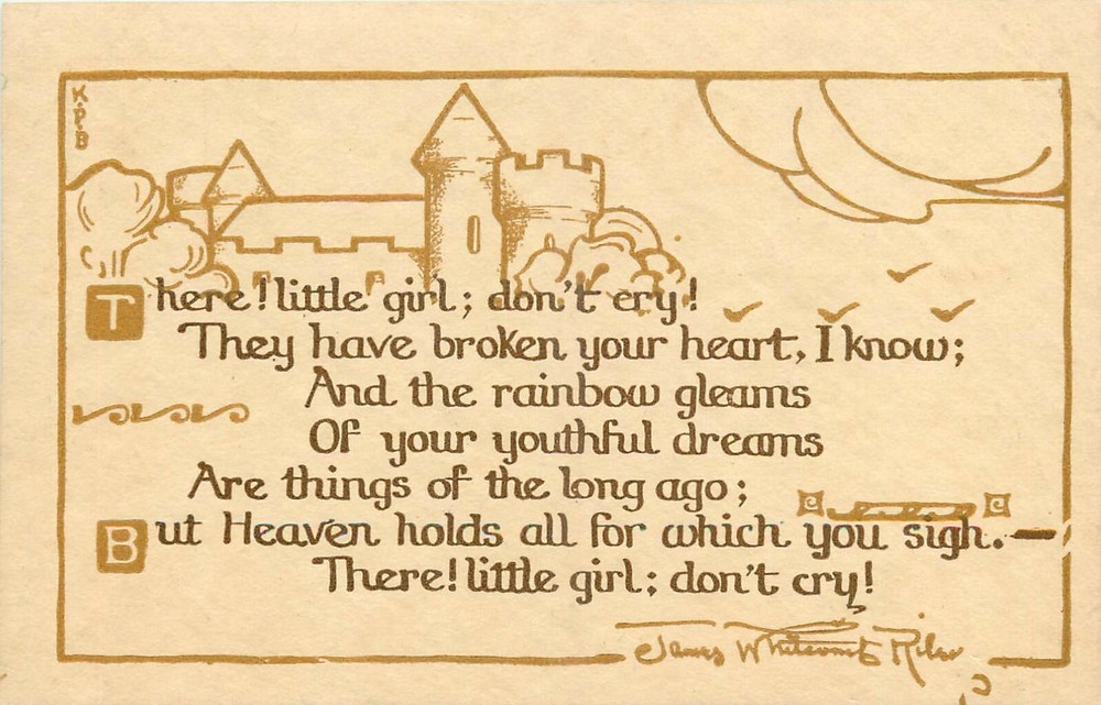 C-1910 Arts & Crafts Little Girls don't cry saying Postcard 25-143