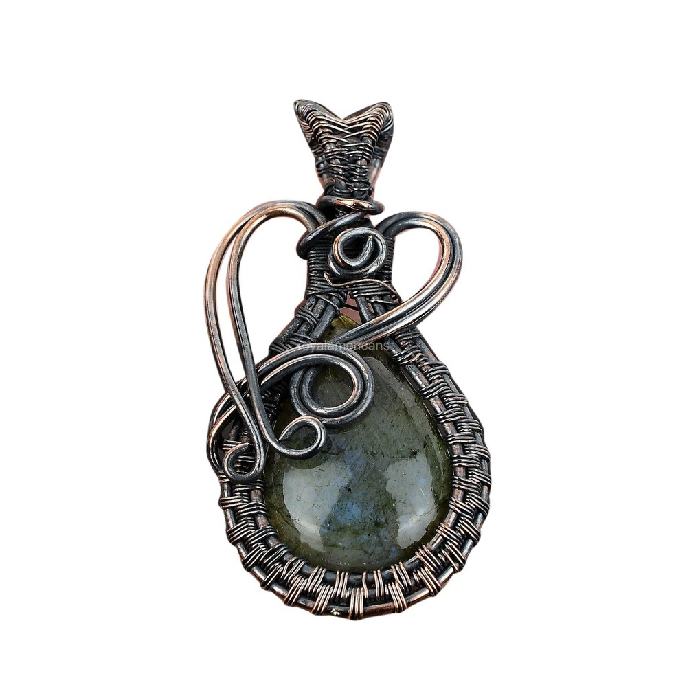 Mothers Day Sale Copper Pear Labradorite Third Eye Chakra Pendant Necklace-image