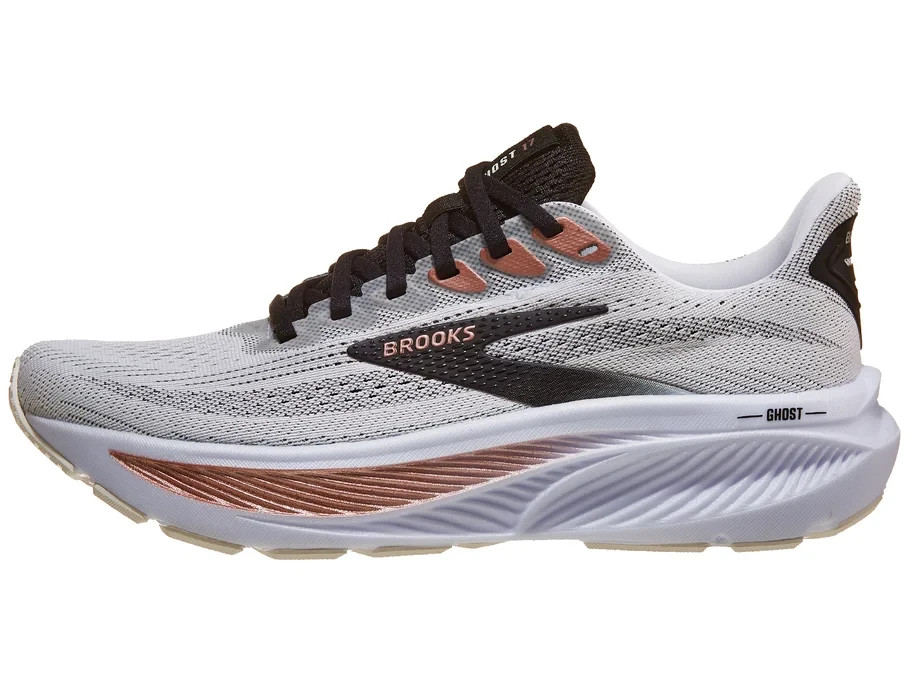 [FLASH SALE] Brooks Ghost 17 Women's Shoes - White/Black/Rose Gold-image