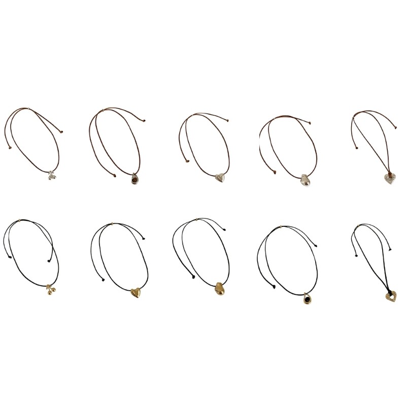 Elegant Metal Pendant Necklace PU Leather Rope Chain Choker Accessory for Women