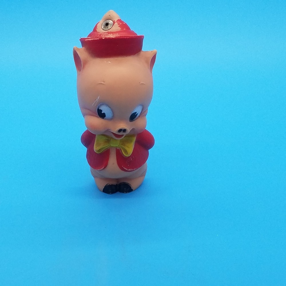 Vintage Warner Bros Porky Pig Squeaky Toy - Sun Rubber Company BL