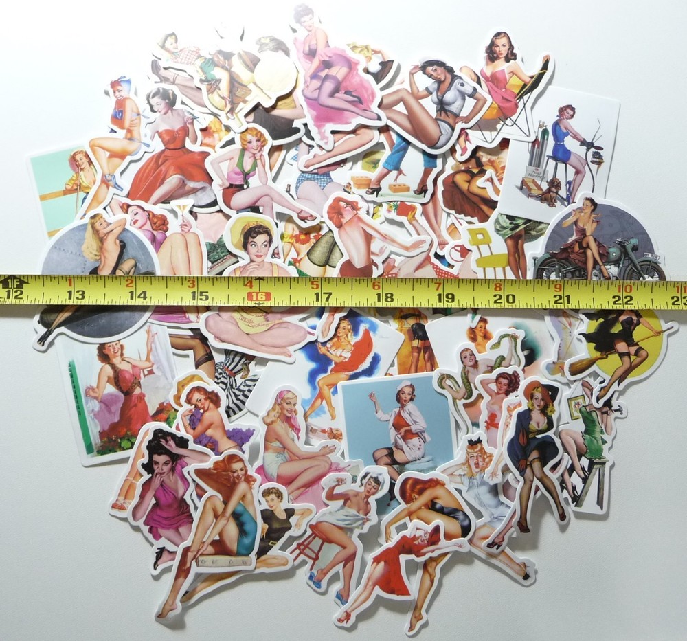 BULK LOT 46 CLASSIC PIN UP GIRLS STICKER DECAL SCRAPBOOKING WOMEN MODEL SEXY