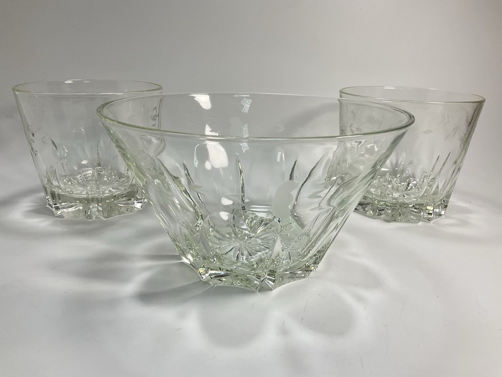 Vintage Princess House Lead Crystal Salad Bowl Ice Bucket Heritage Etched