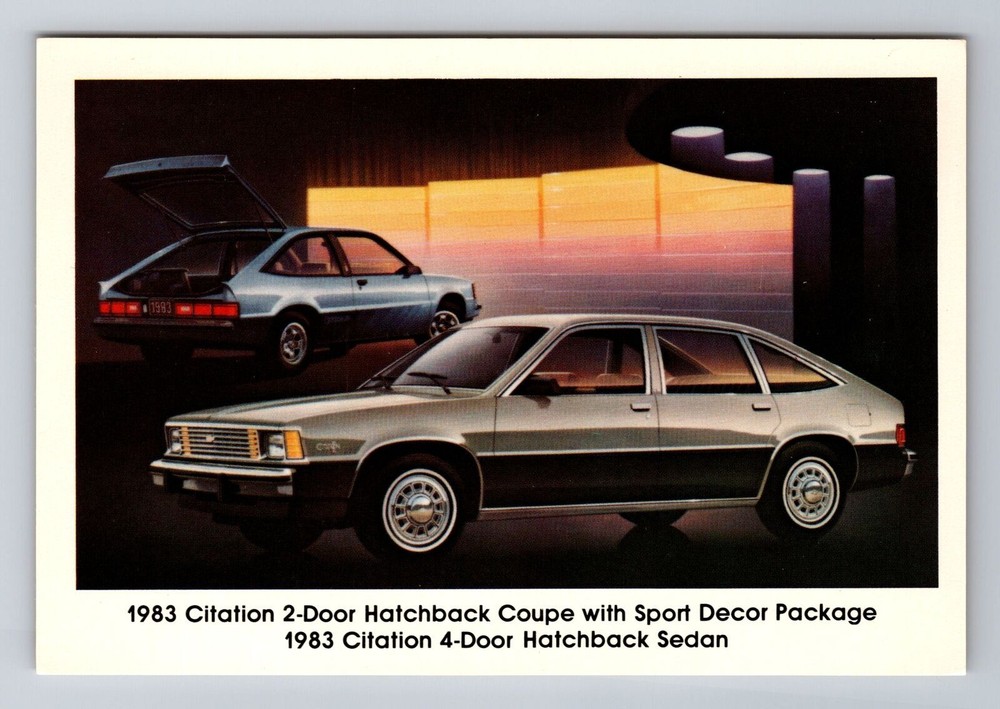 1983 Citation 2 and 4-Door Vintage Car Postcard Antique Transportation
