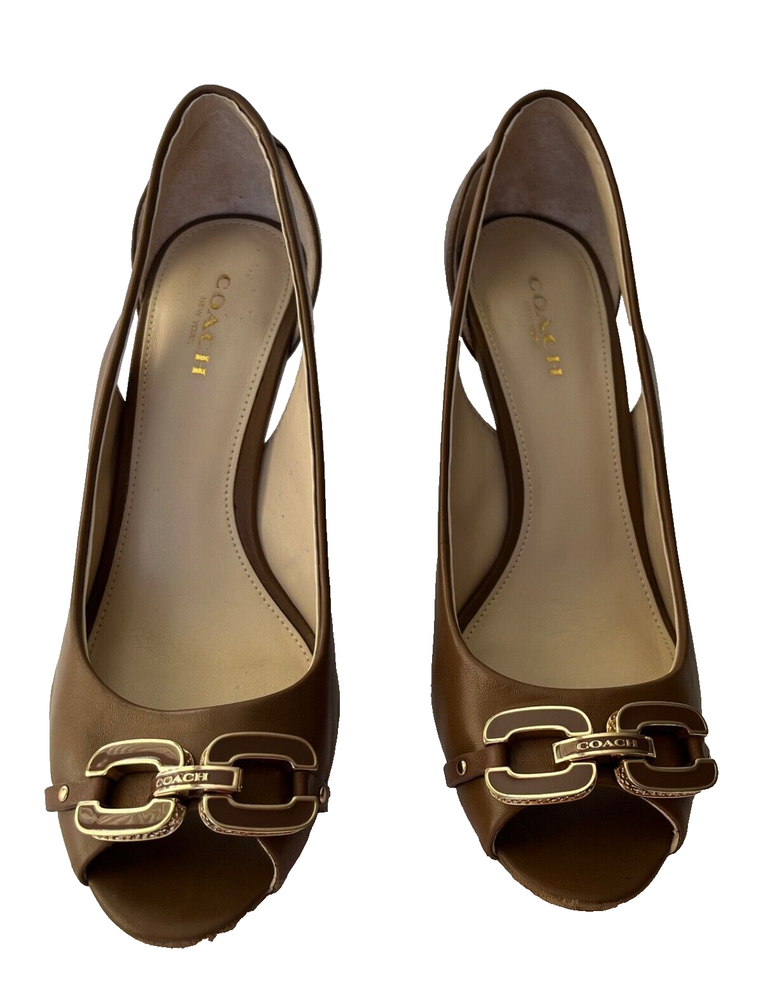 Coach Larchmont Women's Size 6.5M Ginger Leather Heels in Sheep Nappa