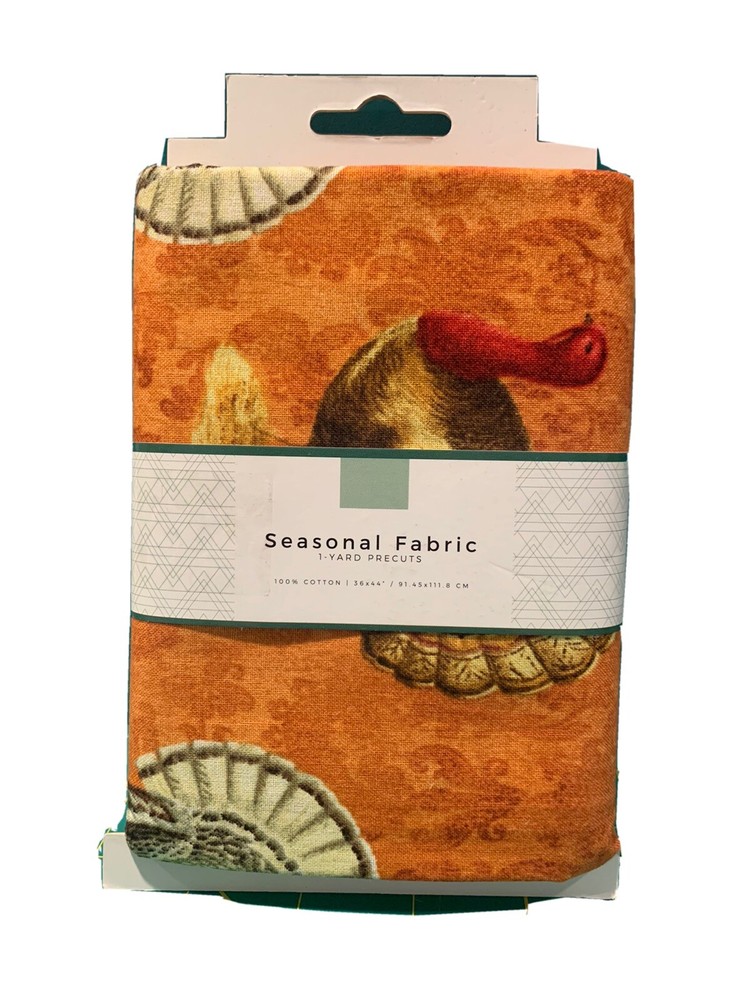 Seasonal Fabric 1 yd Pre Cut Autumn Turkey Thanksgiving-image