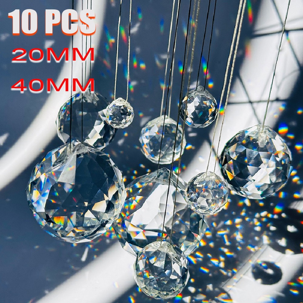 10X Crystal Ball Prism Pendant Glass Chandelier Hanging Pendant Sun Catchers