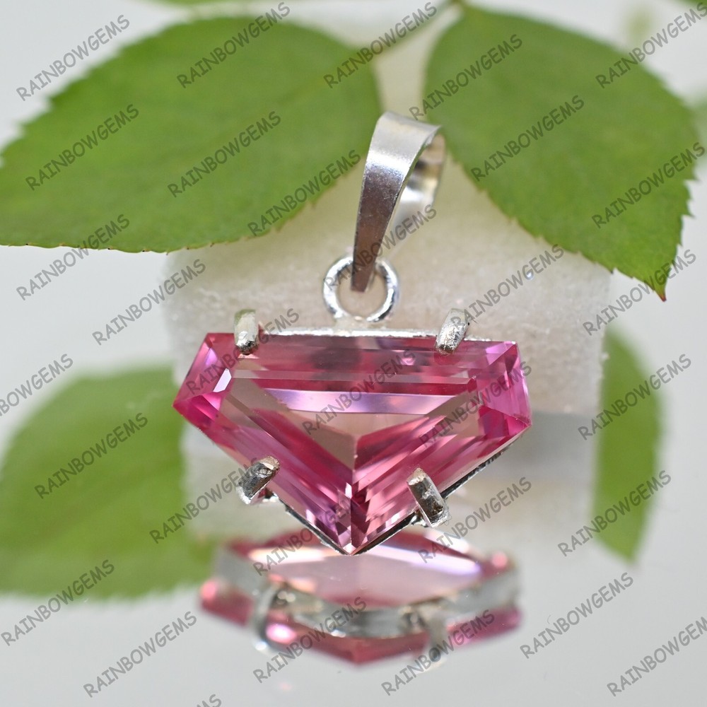 23CT Natural Padparadscha Sapphire 925 Sterling Silver Pendant  