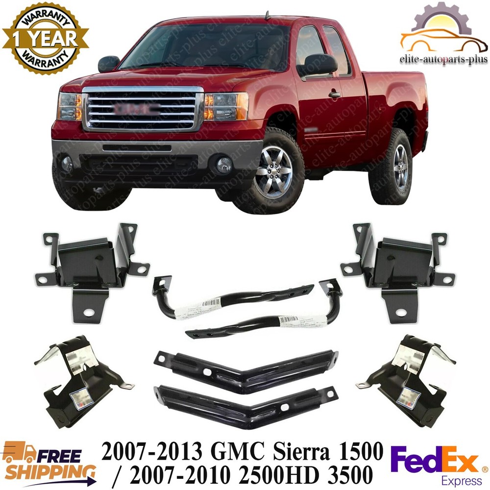 8 Pcs Front Bumper Brackets Kit For 2007-2013 GMC Sierra 1500/ 07-10 2500HD 3500