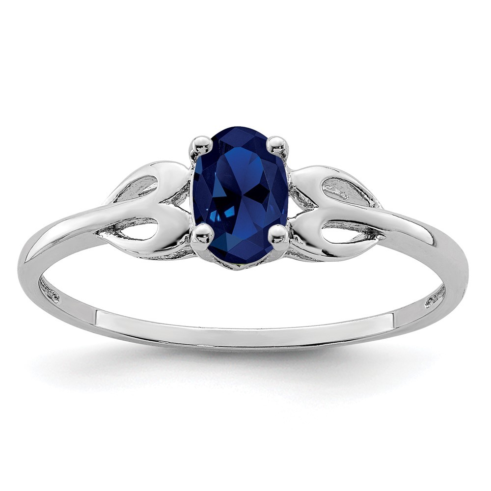 925 Sterling Silver Rhodium-plated Lab Created Sapphire Ring Size 5