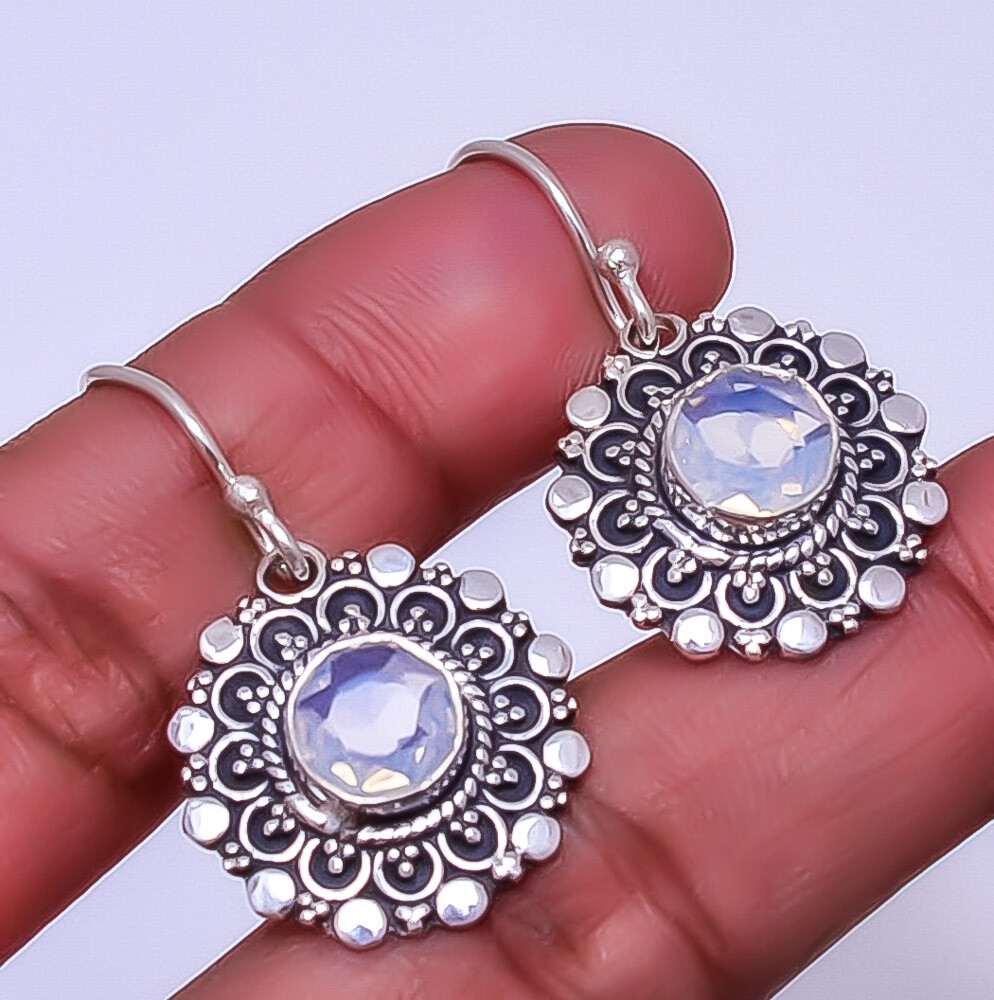 Milky Opal 925 Sterling Silver Bali Earring 1.33