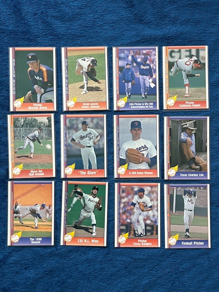 1991 Nolan Ryan Pacific Trading Cards -Lot of 12 baseball cards including 3 RARE