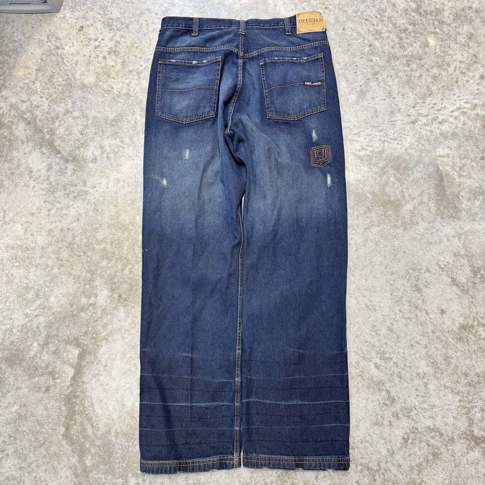 Def Jam University Mens jeans 38x34 Y2K baggy embroidered denim skate hip hop