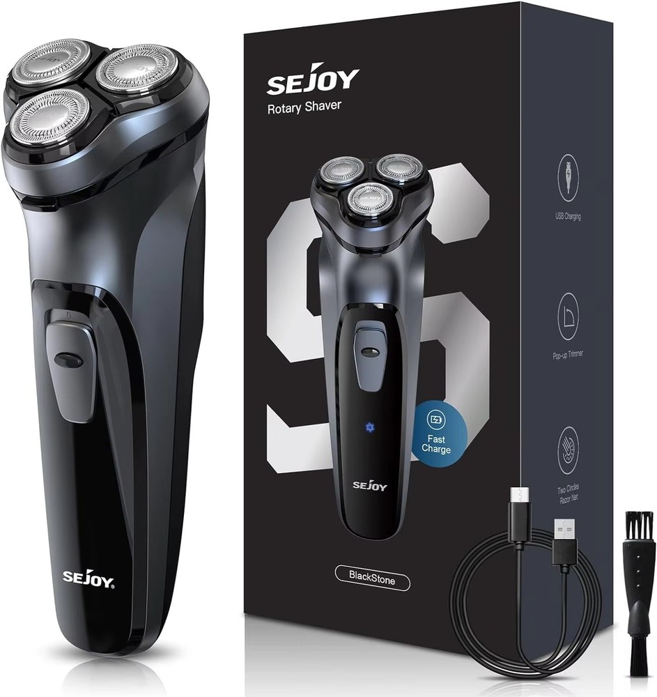 SEJOY Rechargeable Men's Electric Shaver with Pop-up Trimmer for Beard & Facial Hair
