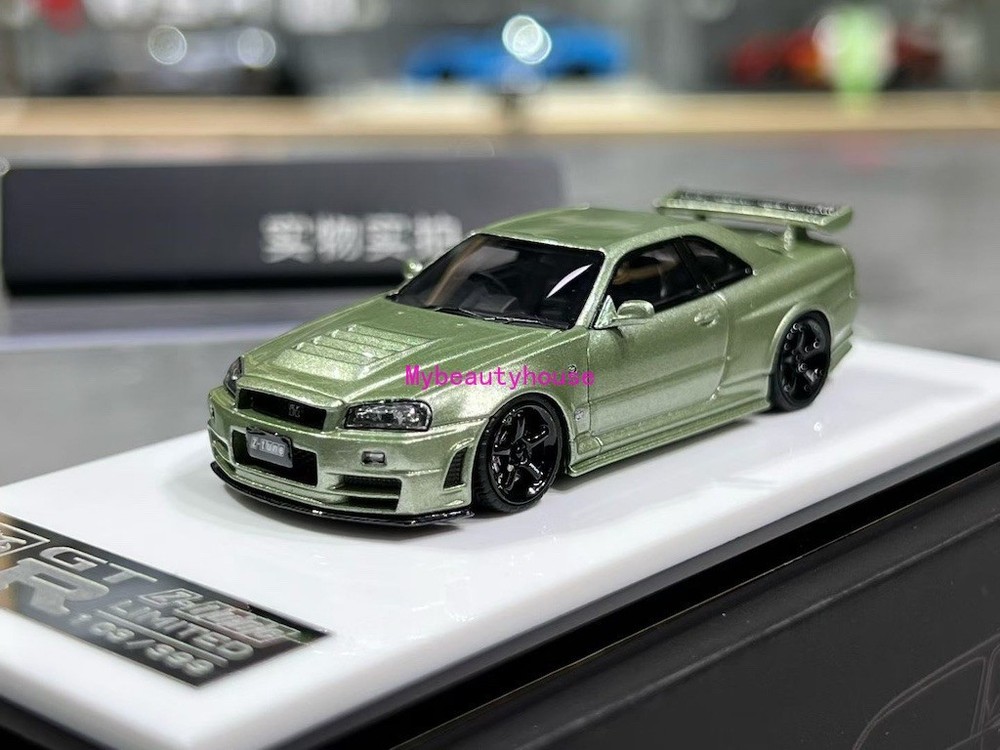 BZMW 1:64 Green Skyline GTR R34 NISMO Z-Tune Sport Model Diecast Resin Car