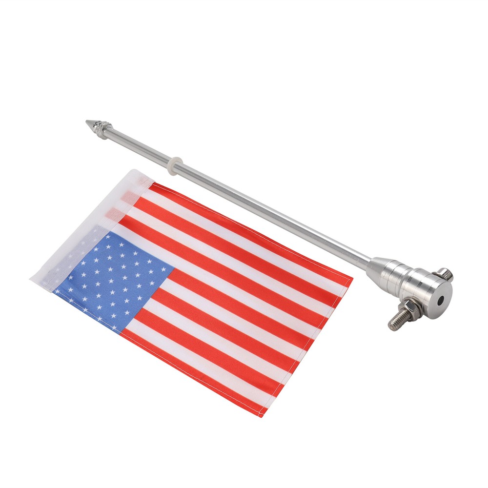 Chrome Motorcycle Flagpole Adjustable Installation Flag American Fits For Yamaha