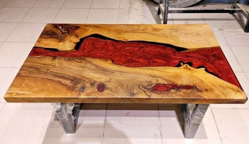 Epoxy Dining Table, Walnut Wood Epoxy Handmade Furniture River Table Top Decors