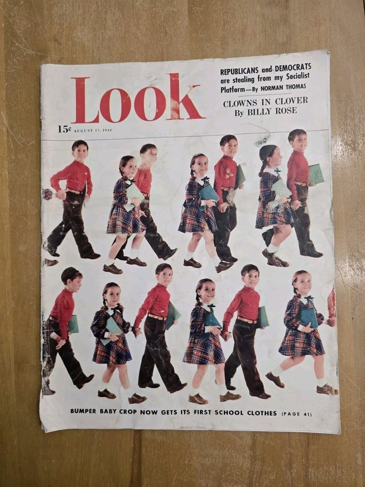 VTG Look Magazine August 17 1948 Bumper Baby Crop Gets New School Clothes