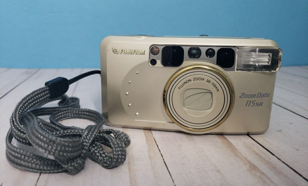Fujifilm Zoom Date 115SR 35mm Film Camera in Gold - Tested & Working