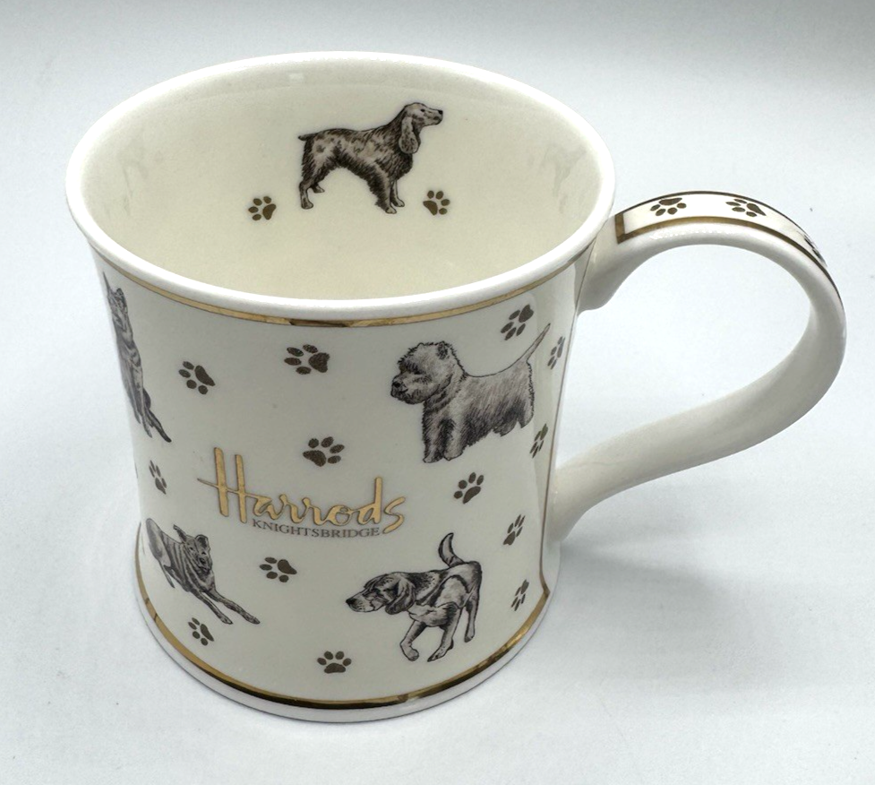 Harrods Knightsbridge Fine Bone China Coffee Mug Cup Dogs Paws Made In England