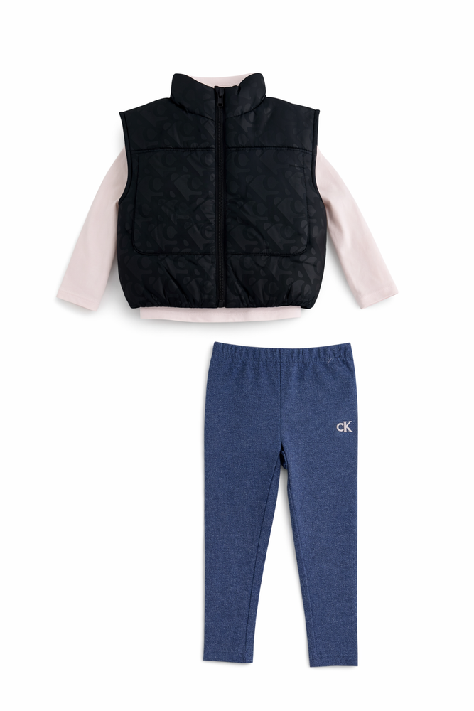 Calvin Klein  Girls 3 Pieces Vest Set Size 2T, 3T, 4T