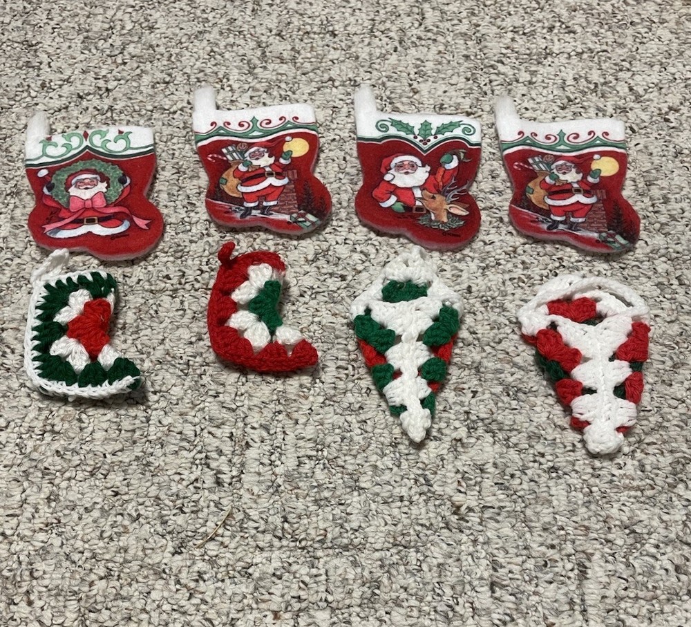 Gift Card Or Candy Cane Holders Set Of 8 Some Handmade Crocheted Vintage-image