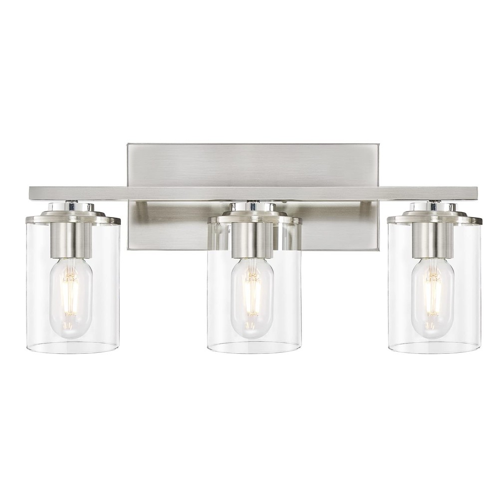 Brushed Nickel 3-Light Bathroom Vanity Wall Sconce Fixture with Metal Finish