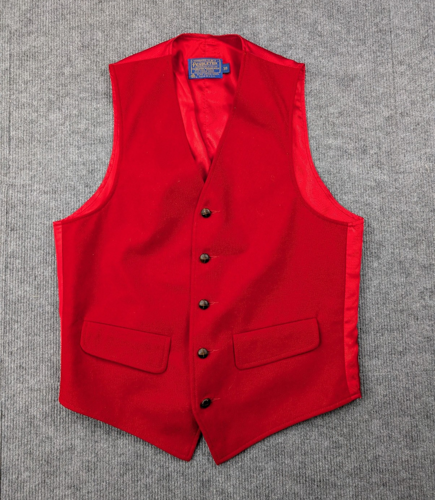 Vintage Pendleton Vest Mens 38 Virgin Wool Waistcoat Red USA Made Timeless Retro