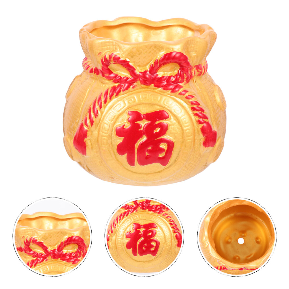 Clear Piggy Bank Fu Word Money Bag Flowerpot Office Decoration