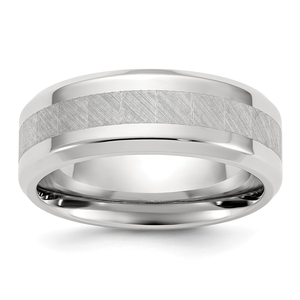 Titanium Polished with Brushed Center 8mm Band Ring Size 9 for Men 8.76gm
