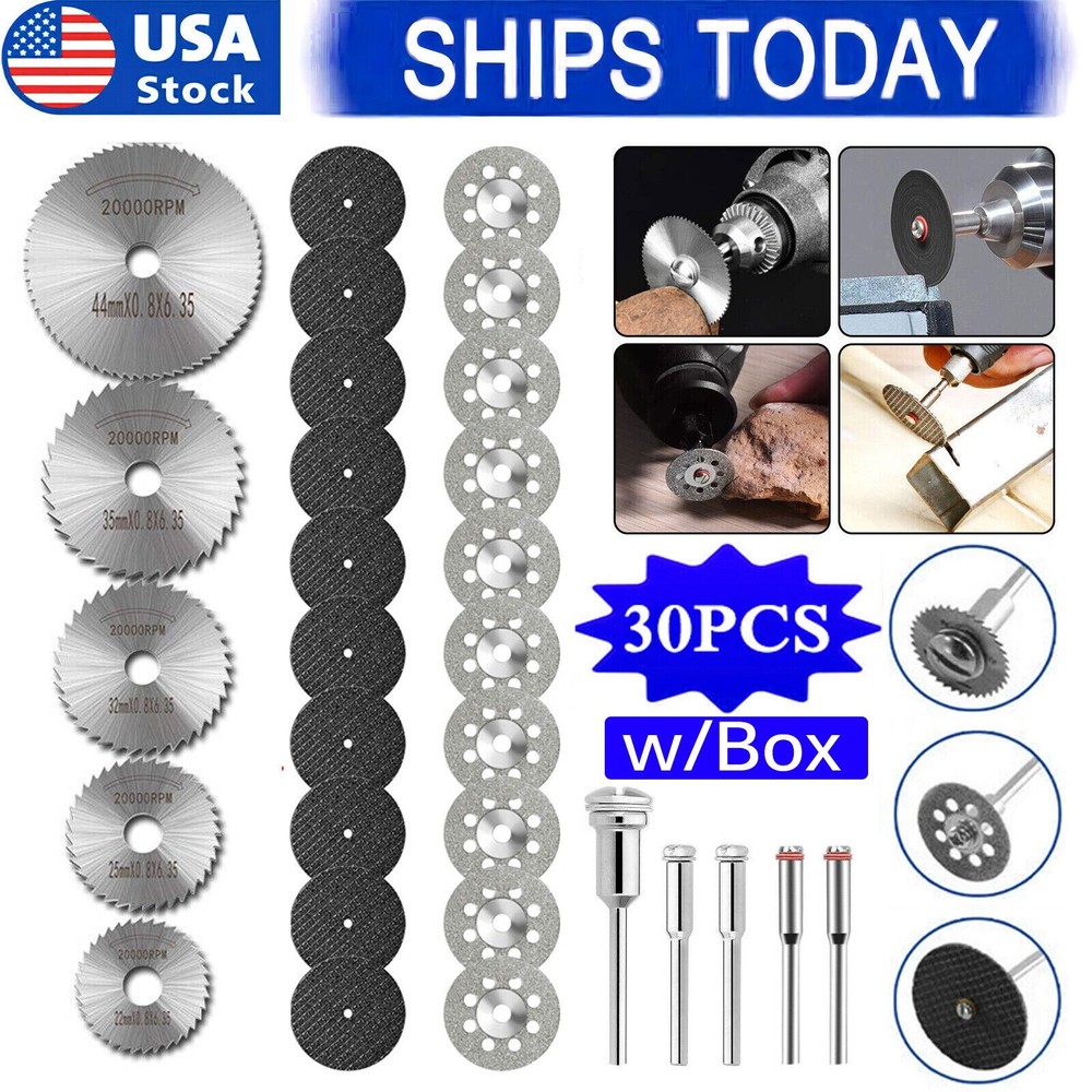 30Pcs Cutting Wheel Set Drill for Dremel Rotary Tool Accessories w/1/8