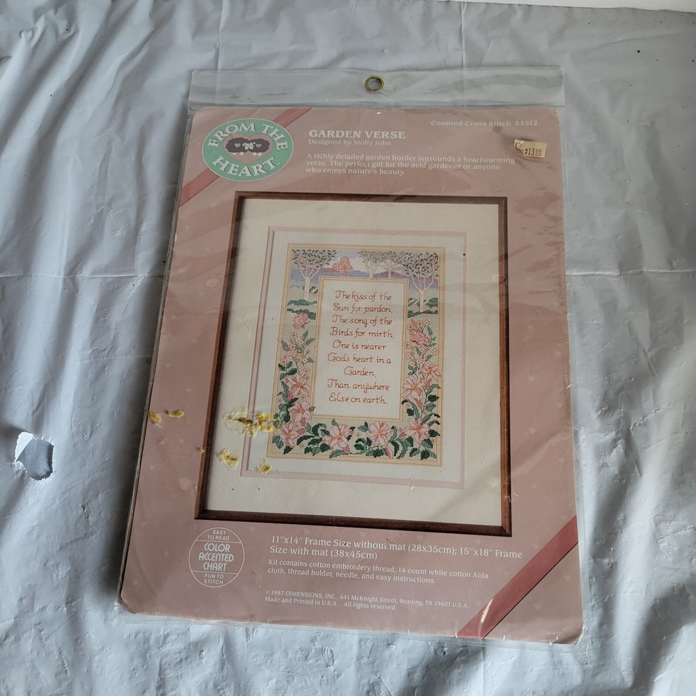 Dimensions From the Heart Counted Cross Stitch Garden Verse Molly John 1987
