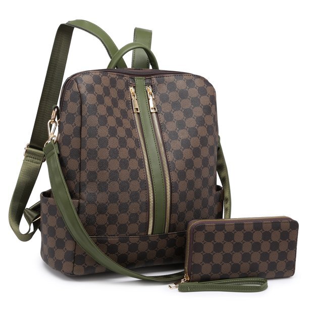 Stylish Women’s PU Leather Plaid Backpack for Travel or School-image