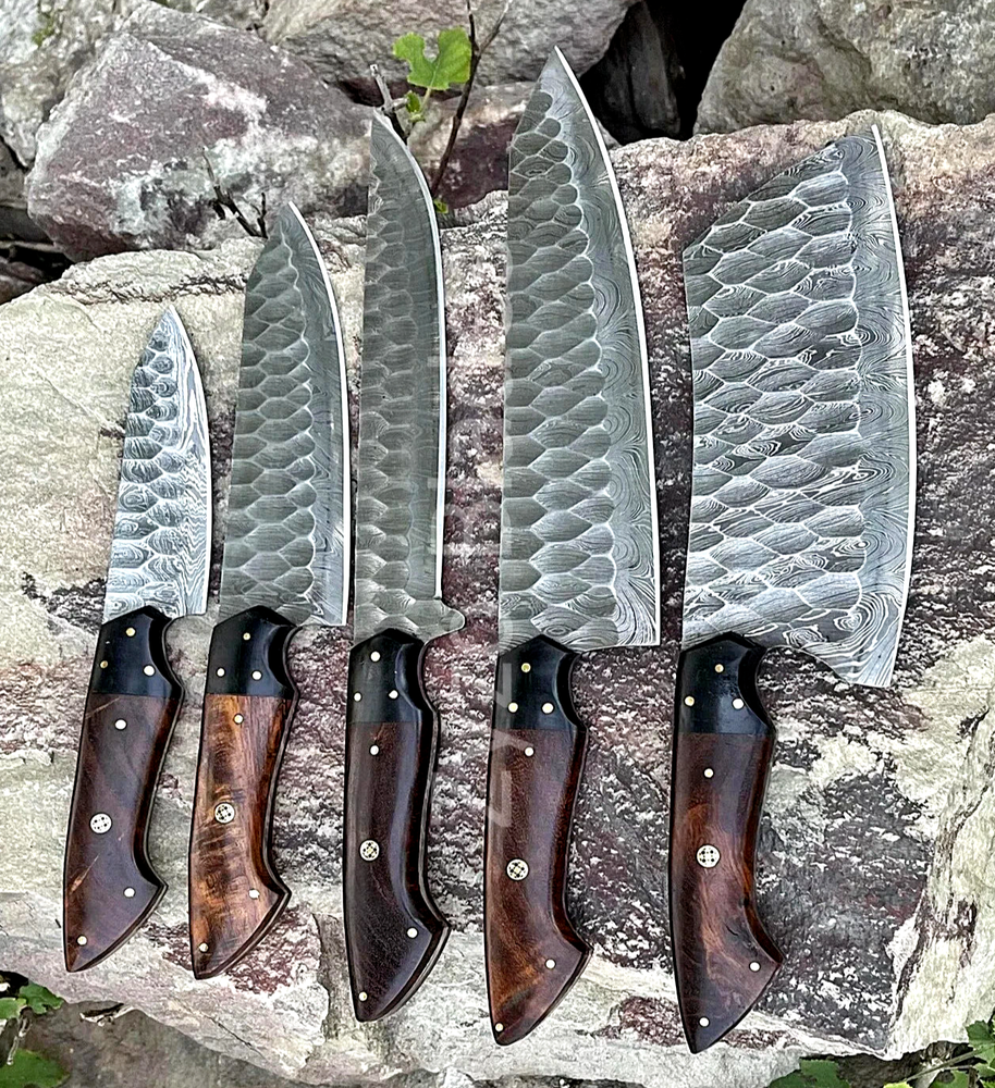 Custom Hand-Forged Damascus Steel Chef Knife Set for Premium Kitchen Use