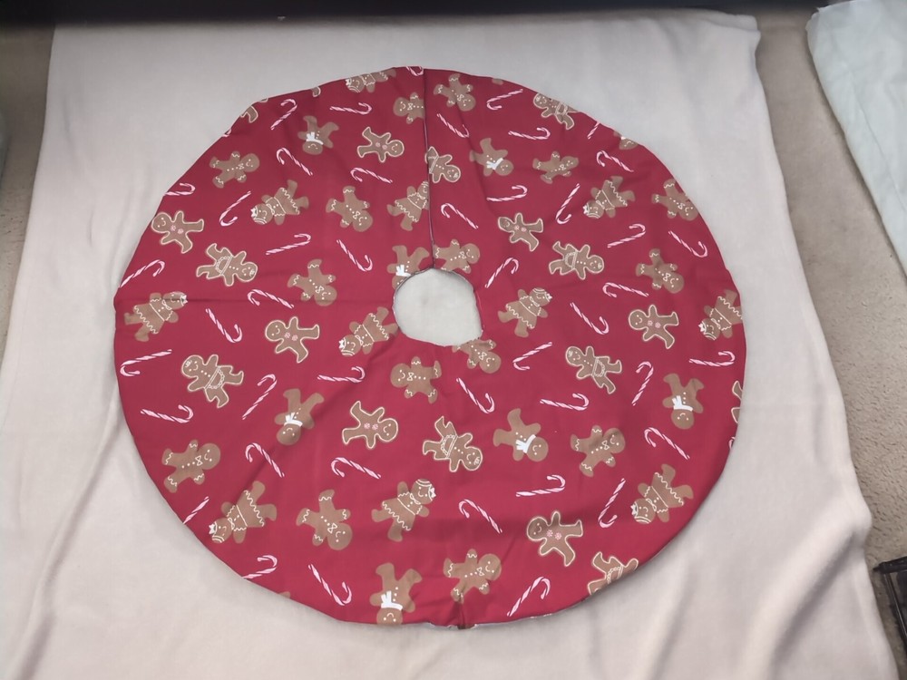 Snowman Christmas Tree Skirt 40” Hand-Crafted Brand New Reversible Gingerbread