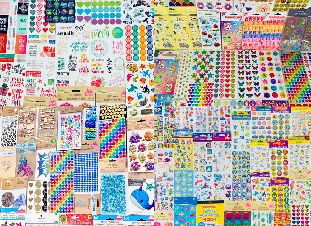1000+ Mixed Scrapbook Stickers Die Cuts Pop Up Gems Rub On Transfers