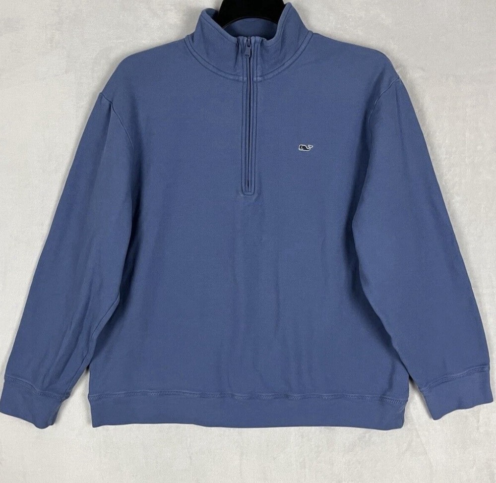 Vineyard Vines Men's Size XL Quarter Zip Pullover Sweater Blue, Whale Logo