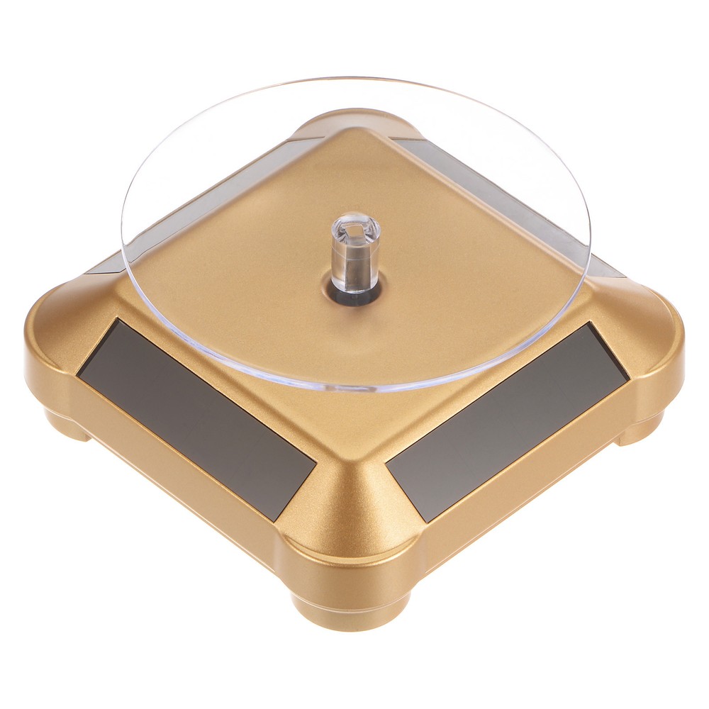 360° Rotating Solar Display Stand Turntable with ABS Gold Tone - Double Use