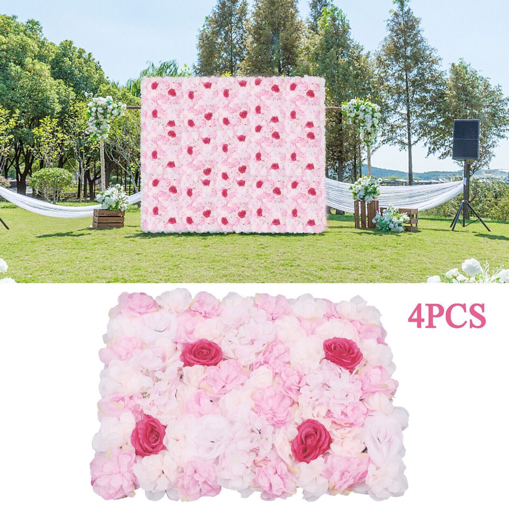 4PCS Artificial Flowers Wall Decor Silk Flower Panels for Wedding Party Backdrop