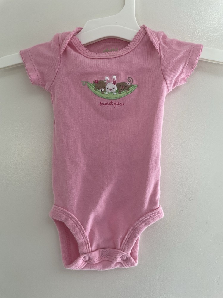 Carter's Baby Girls Sweet Pea Cute Animals Cotton Short Sleeve Bodysuit Pink NB