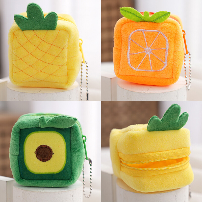 3D Fruit Coin Purse Zipper Pendant Coin Purse Money Key Earphone Storage Pouch