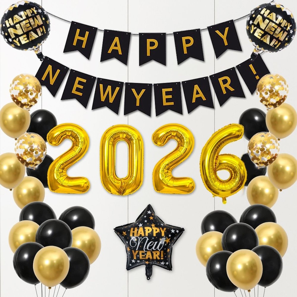 2026 New Years Eve Balloons Decorations Set ~ Large Happy New Year 2026 Balloons-image