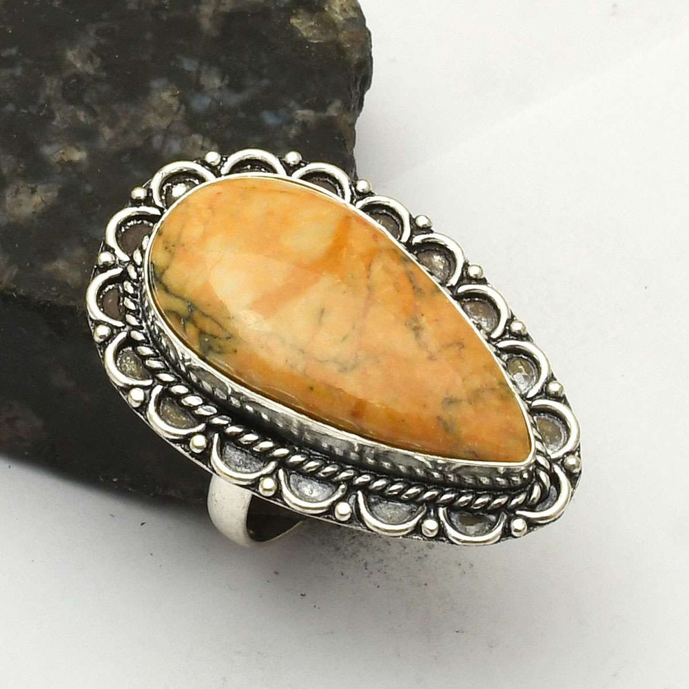 Dendrite Opal Gemstone Handmade Ring Jewelry Gift For Her US Size-9 AR 74389