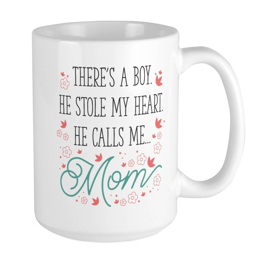 CafePress He Calls Me Mom Coffee Mug, Large 15 oz. White Coffee Cup (18966714)