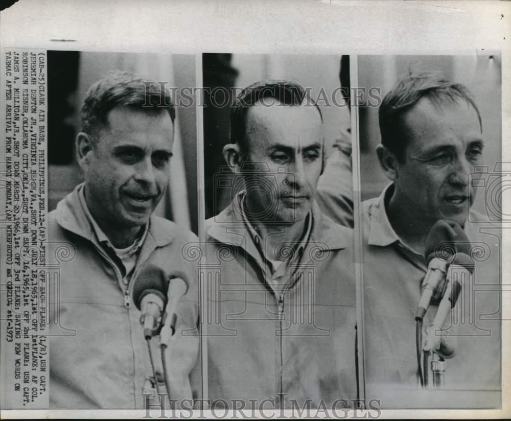 1973 Press Photo POWs released from Vietnam arrive at Philippine air base