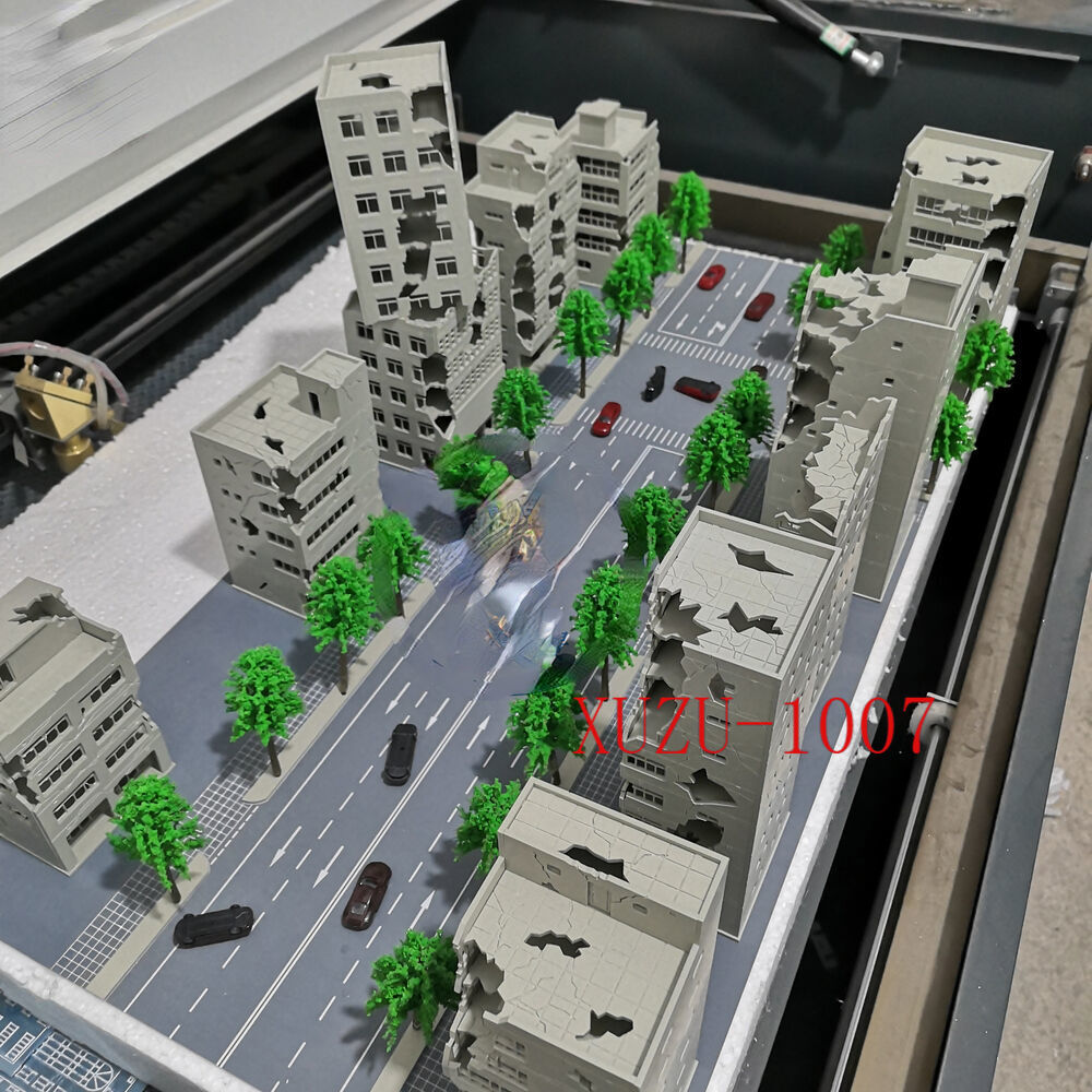 1/150 War-damaged Model Railway House Office Diorama Model High Rise BuildingToy